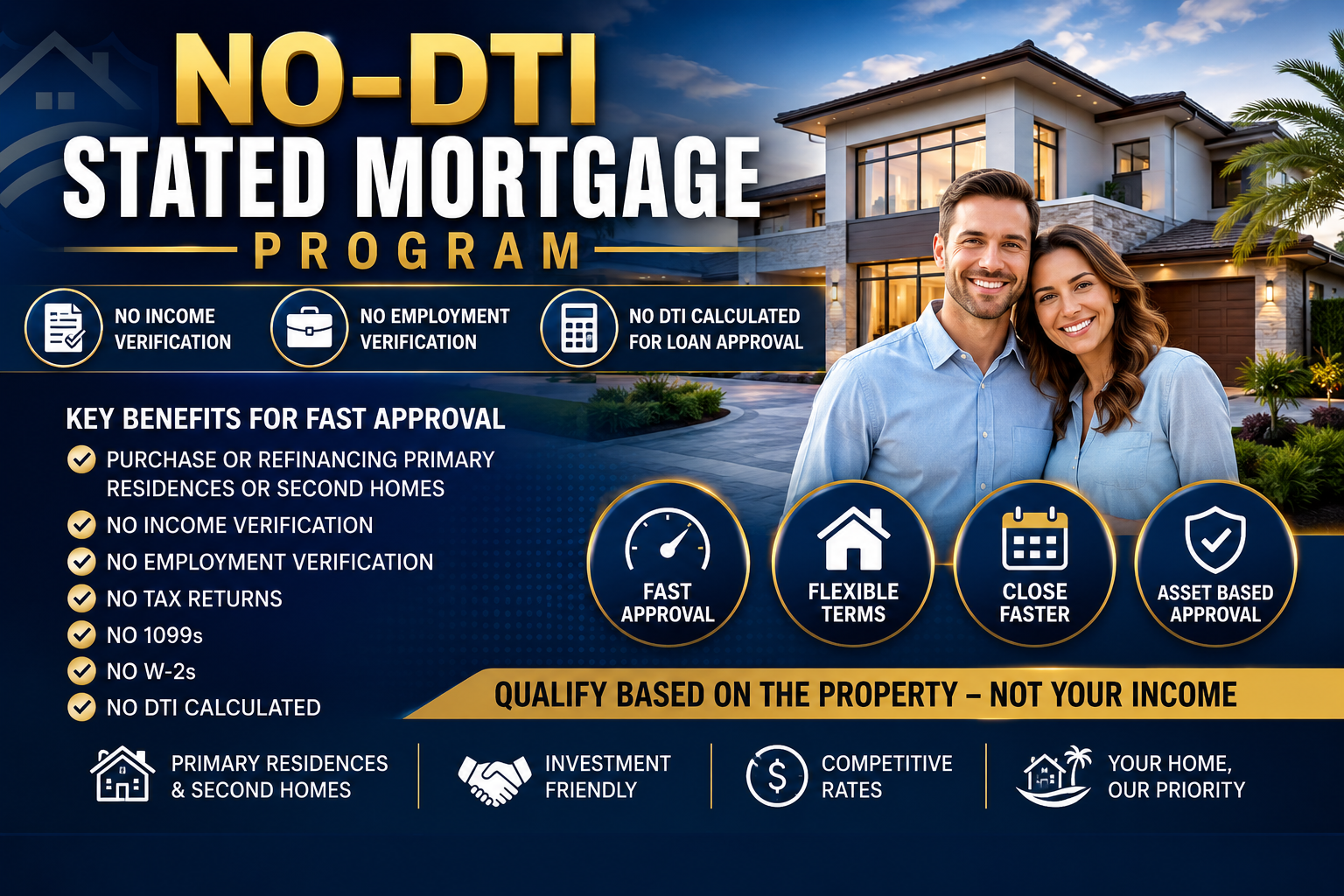 No-DTI Stated Mortgage Program — Florida home financing without income, employment, or DTI verification